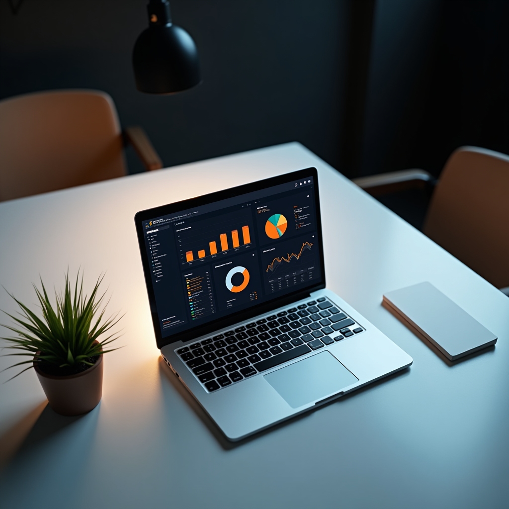 Interfața Google Analytics 4 pe un ecran de laptop